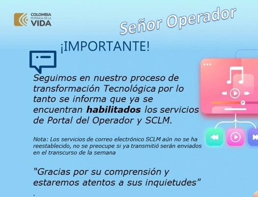 Servicios Habilitados Portal del Operador y SCLM
